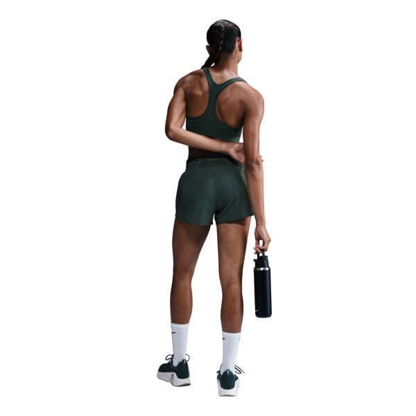 Nike One Womens Mid-Rise 3 Inch Brief-Lined Running Shorts - Vintage Green/Reflective Silver