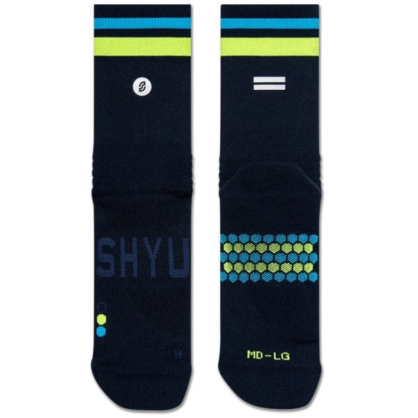 Shyu Half Crew Racing Socks - Navy/Citron/Blue