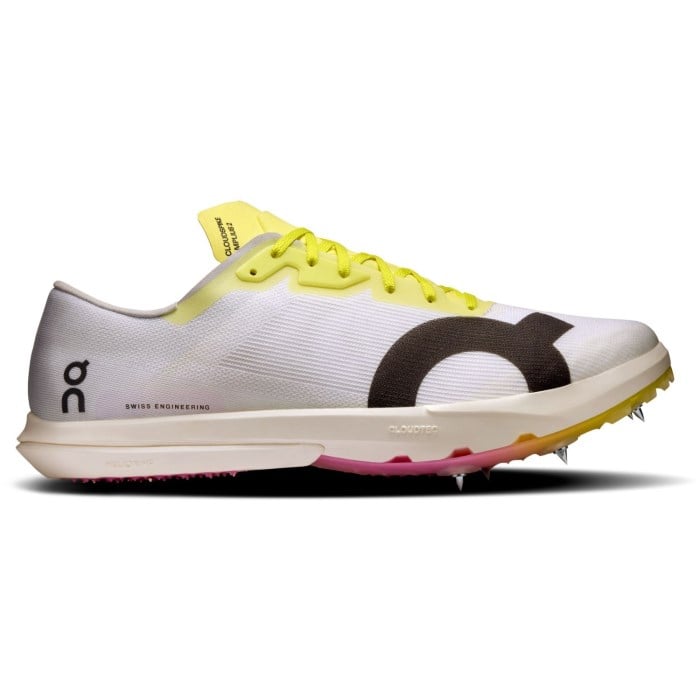On CloudSpike Amplius 2 - Mens Long Distance Track Running Spikes - White/Raspberry