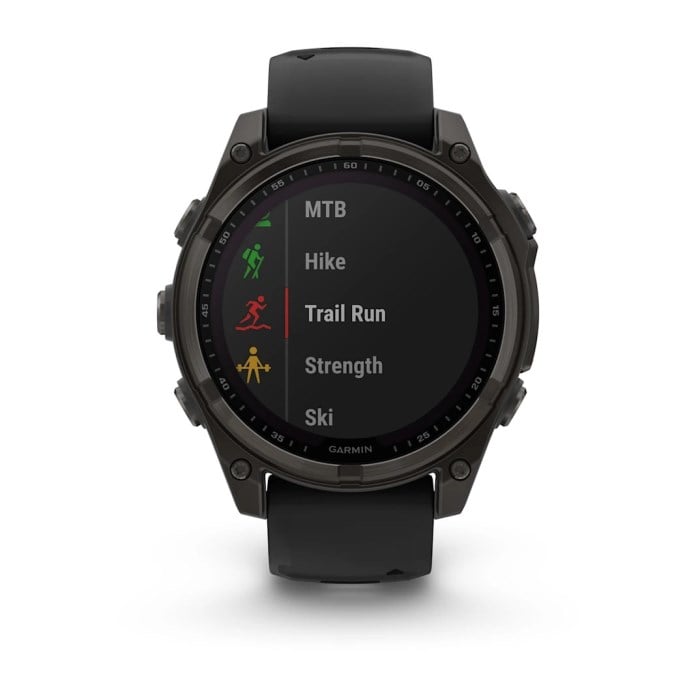 Garmin Fenix 8 Solar 47mm Sapphire Edition Titanium Watch - Black/Pebble Grey Silicone Band - image 5