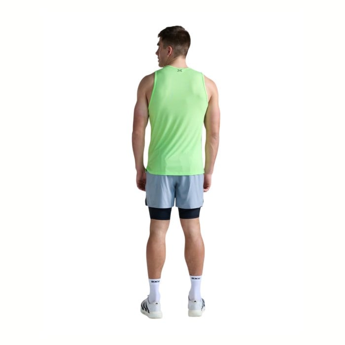 2XU Aero Mesh Mens Running Tank Top - Lime Zest/Black Reflective - image 5