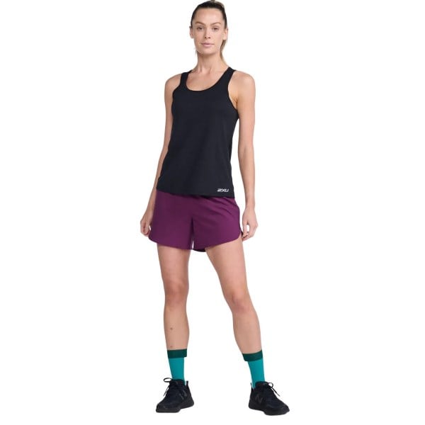 2XU Aero Womens Running Singlet - Black/Silver Reflective