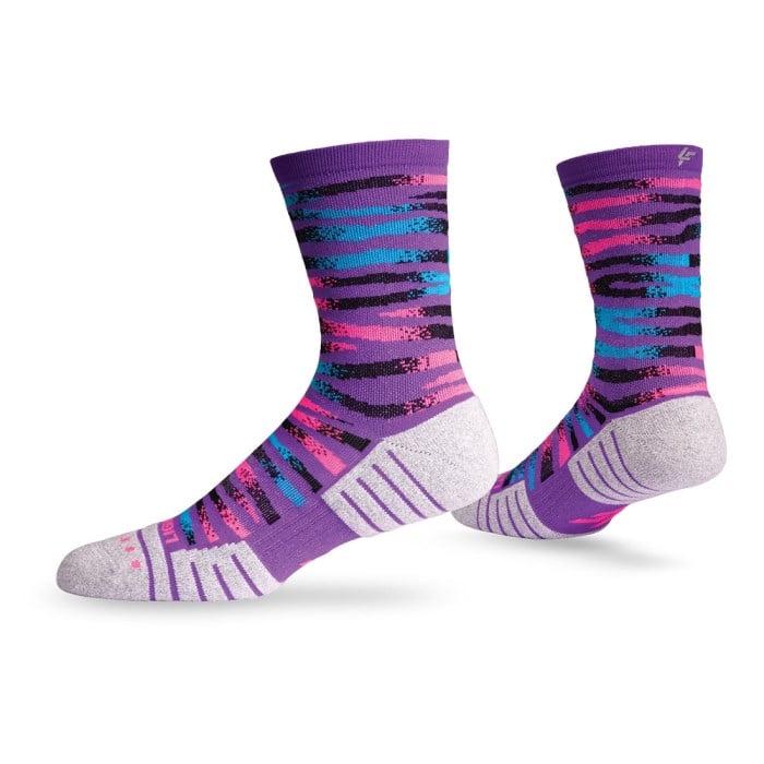 Lightfeet Performance Predator Unisex Half Crew Socks - Purple/Aqua/Pink