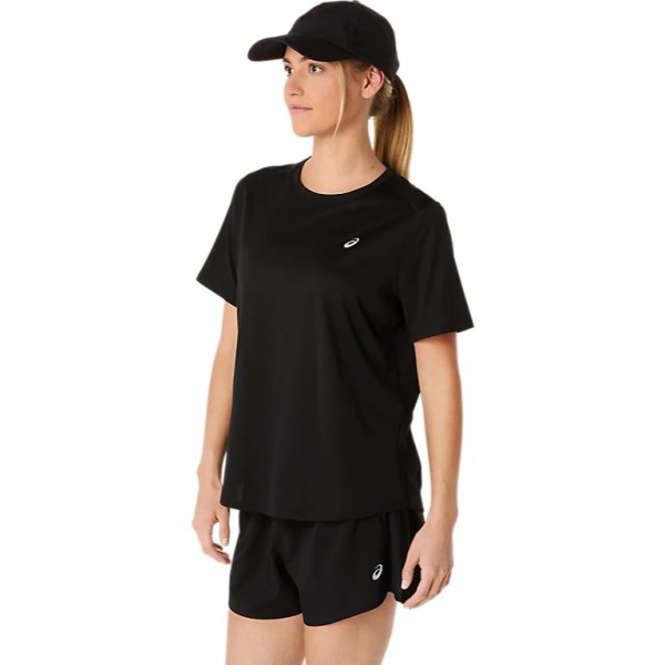 Asics Silver Short Sleeve Running T-Shirt - Womens Running Clothing - Performance Black