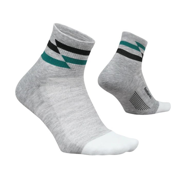 Feetures Elite Max Cushion Quarter Length Running Socks - Gray Track