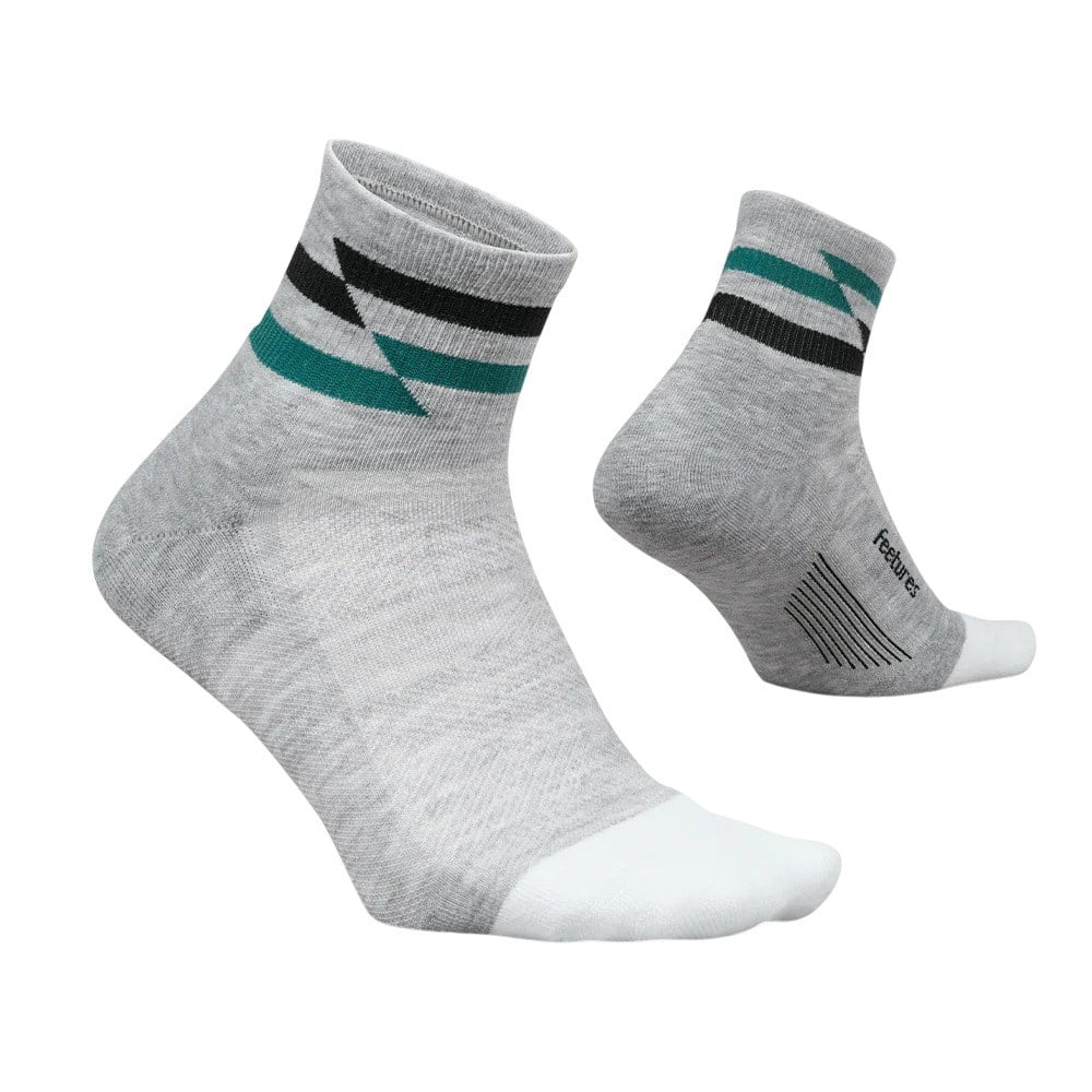 Feetures Elite Max Cushion Quarter Length Running Socks - Gray Track