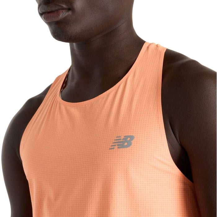 New Balance Race Day Ultra Light Mens Running Singlet - Hot Mango