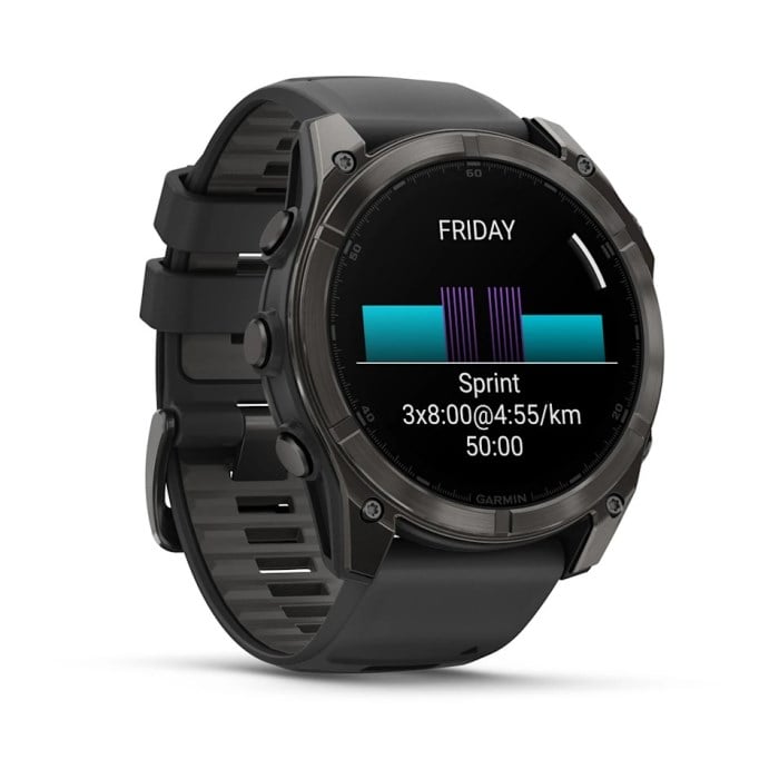Garmin Fenix 8 51mm AMOLED Sapphire Edition Titanium Watch - Carbon Grey DLC Titanium with - Carbon Grey DLC Titanium with Black/Pebble Grey Silicone Band - image 3
