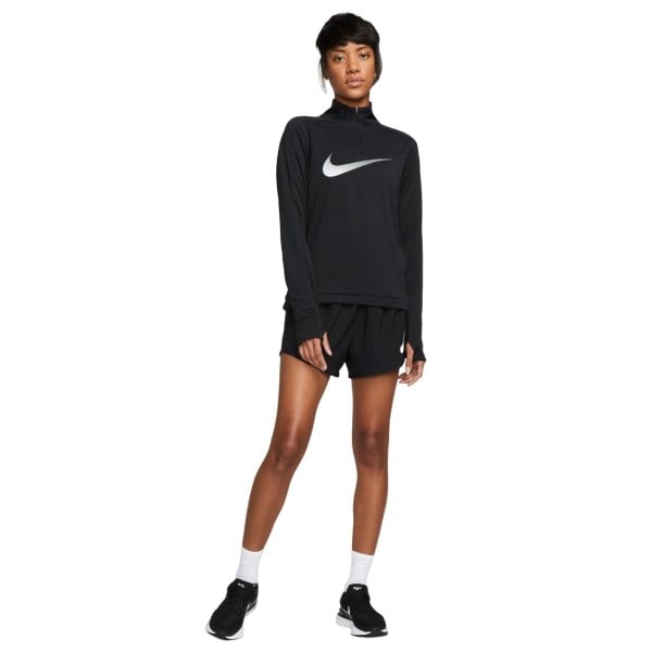 Nike Dri-Fit Swoosh 1/4 Zip Womens Running Mid Layer - Black/Reflective Silver