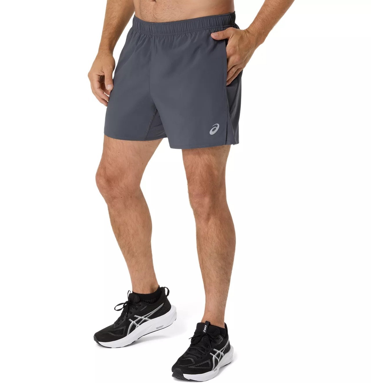 Asics Silver 5 Inch Mens Running Shorts - Carrier Grey