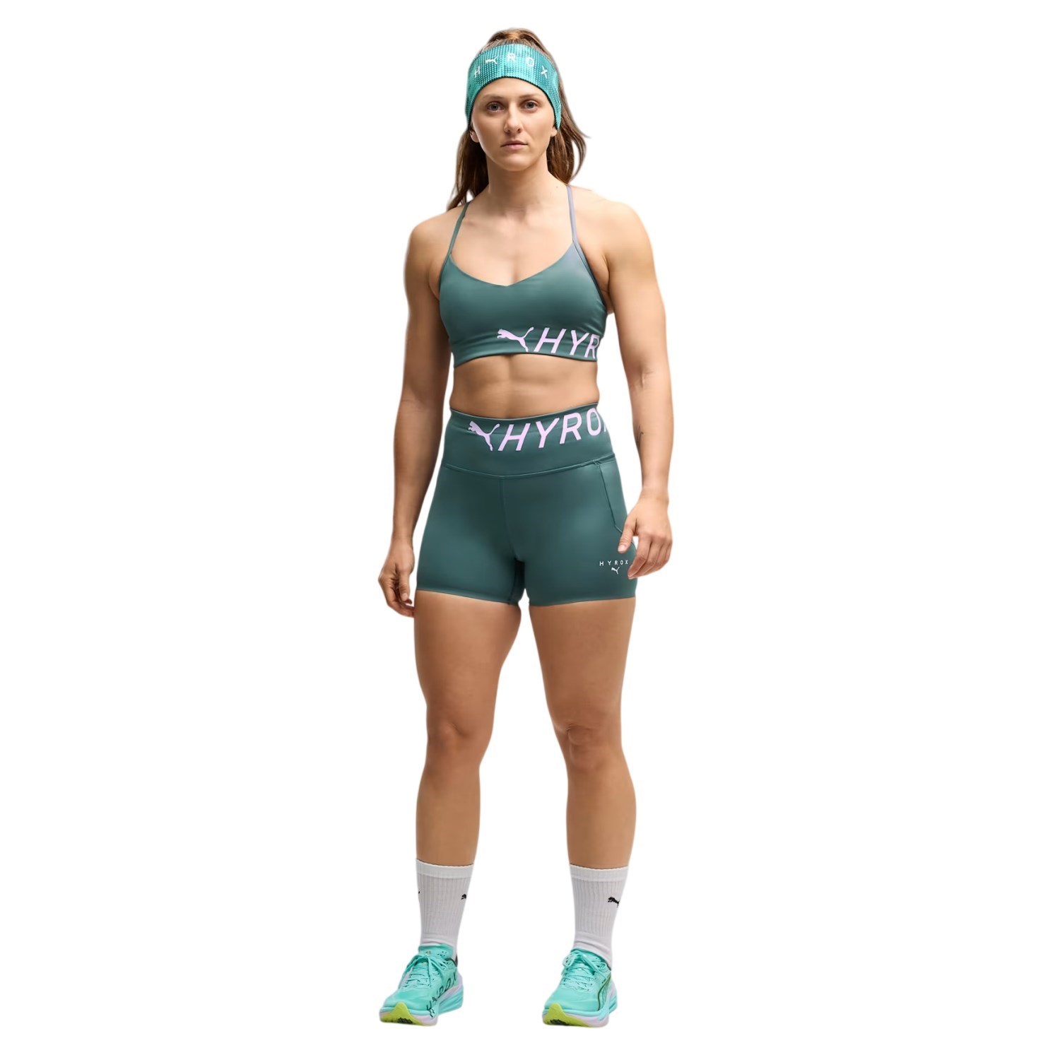 Puma x Hyrox PWRMode Womens Strappy Sports Bra - Herb Garden - image 3