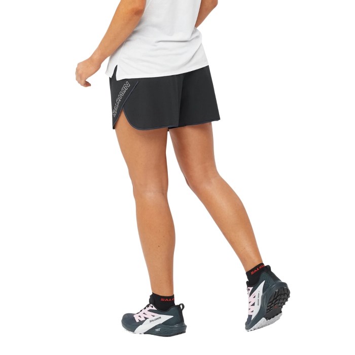 Salomon Sense Aero 5 Inch Womens Running Shorts - Deep Black/Peris