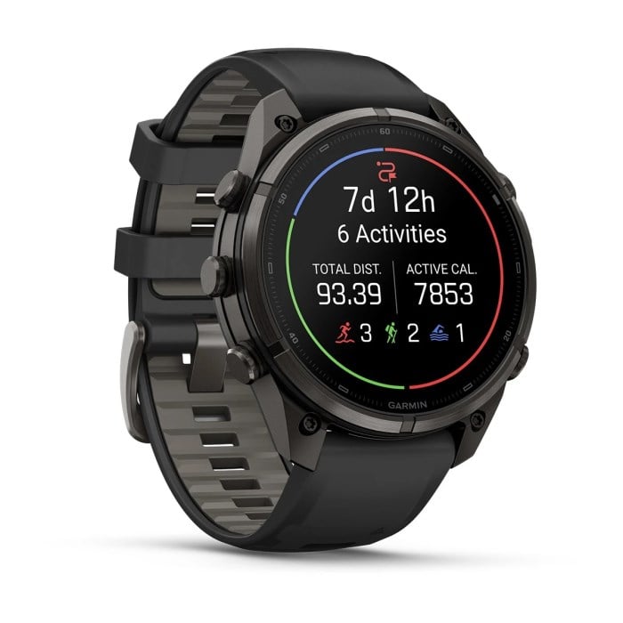 Garmin Fenix 9 Pro 47mm Premium Multisport Smartwatch - Carbon Grey DLC Titanium with Black/Pebble - Carbon Grey DLC Titanium with Black/Pebble Grey Silicone Band - image 3