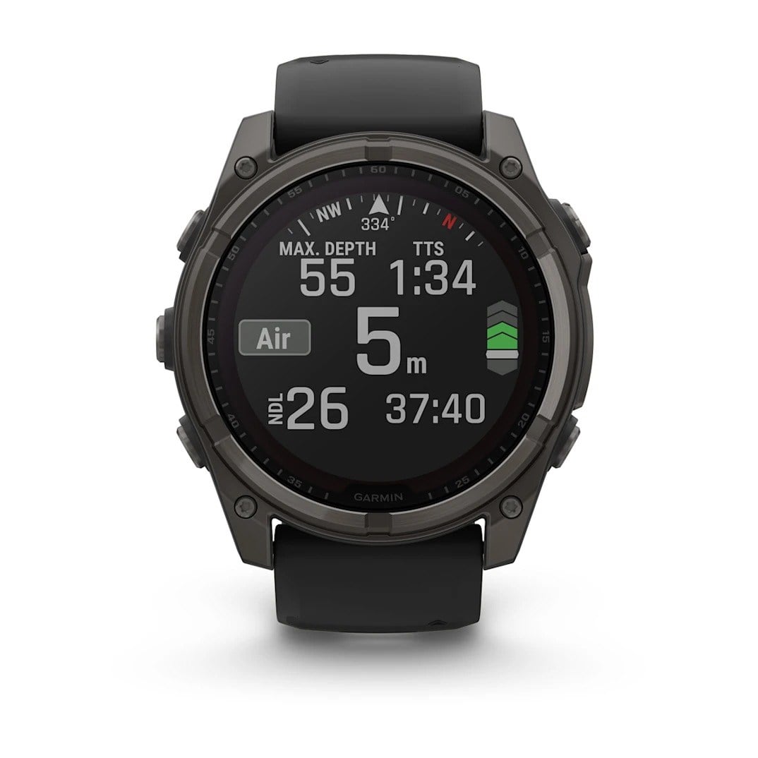 Garmin Fenix 8 Solar 51mm Sapphire Edition Titanium Watch - Carbon Grey Titanium with Black/Pebble - Carbon Grey Titanium with Black/Pebble Grey Silicone Band - image 2