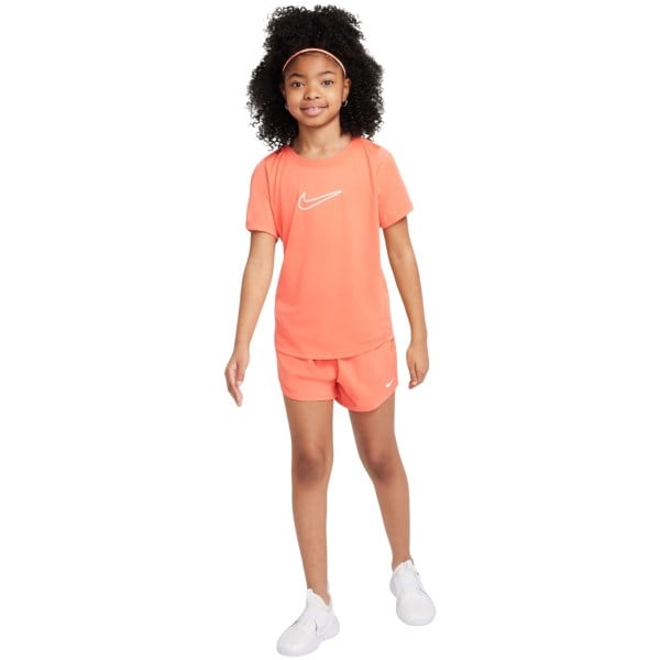 Nike Girls Dri-Fit Short Sleeved Top - Magic Ember/White