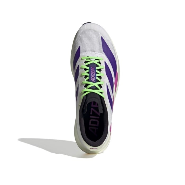 adidas Adizero Evo SL - Mens Running Shoes - Cloud White/Collegiate Purple/Lime Burst