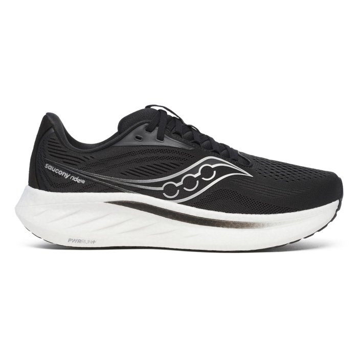 Saucony Ride 18 - Mens Running Shoes - Black/White