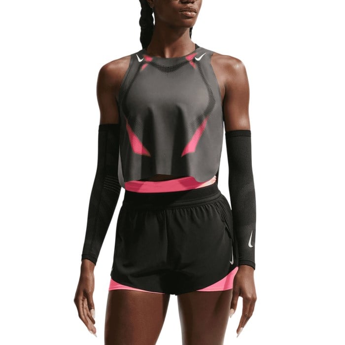 Nike Dri-Fit AeroSwift Womens Running Cropped Tank Top - Iron Grey/Volt/White