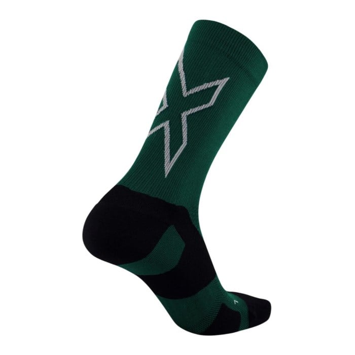 2XU Vectr Light Cushion Crew Running Socks - Dark Moss/White