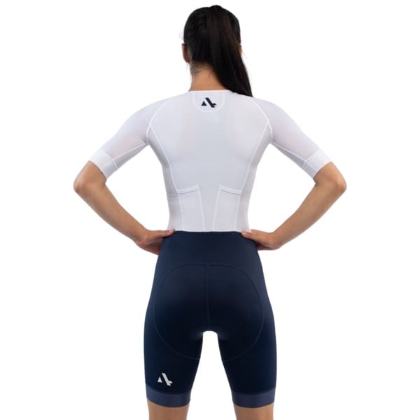 Sub4 Sleeved Womens Triathlon Speedsuit - White/Navy