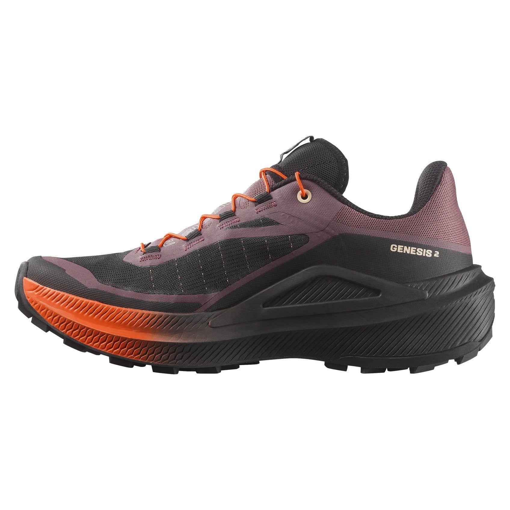 Salomon Genesis 2 - Womens Trail Running Shoes - Huckleberry/Black/Red Orange - image 2