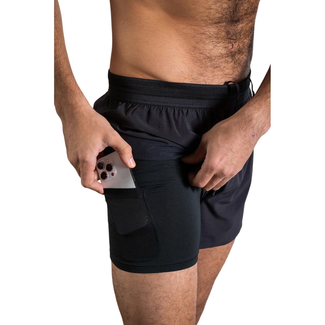 No Timid Souls FlowDRY Mens 5 Inch Lined Shorts - New Black