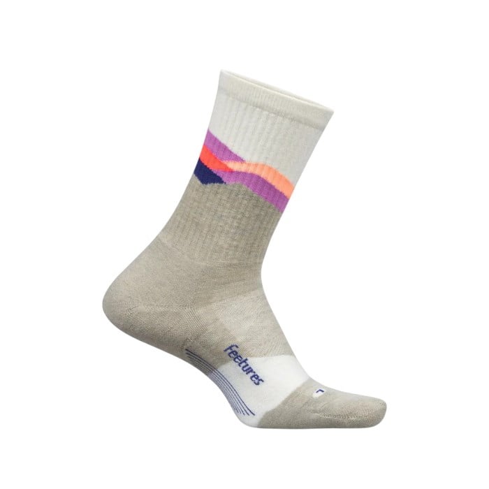 Feetures Trail Max Cushion Mini Crew Running Socks - Mountain High Cream
