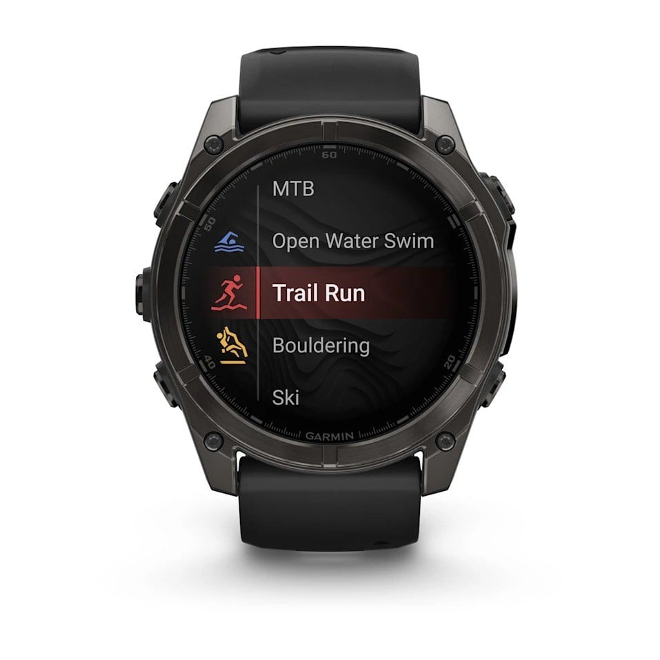 Garmin Fenix 8 51mm AMOLED Sapphire Edition Titanium Watch - Carbon Grey DLC Titanium with - Carbon Grey DLC Titanium with Black/Pebble Grey Silicone Band - image 4