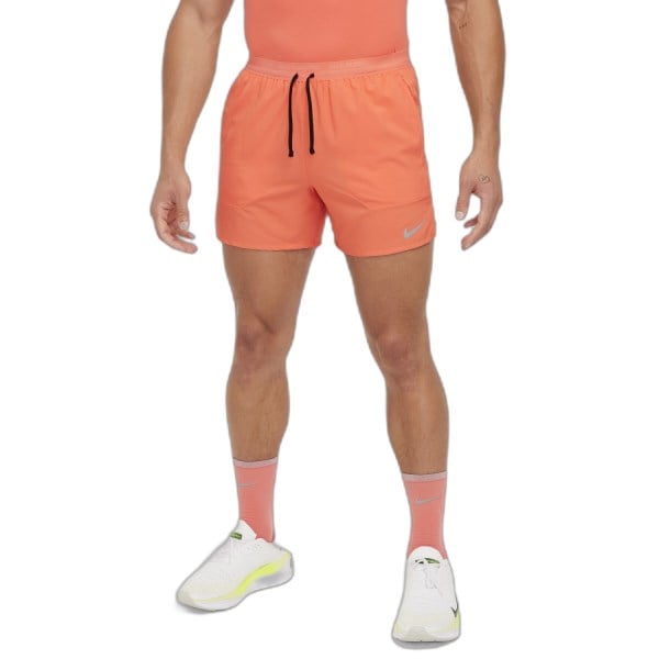 Nike Dri-Fit Stride 5 Inch Brief-Lined Mens Running Shorts - Light Wild Mango/Black/Reflective