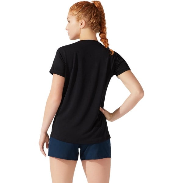 Asics Silver Womens Short Sleeve Running T-Shirt - Performance Black