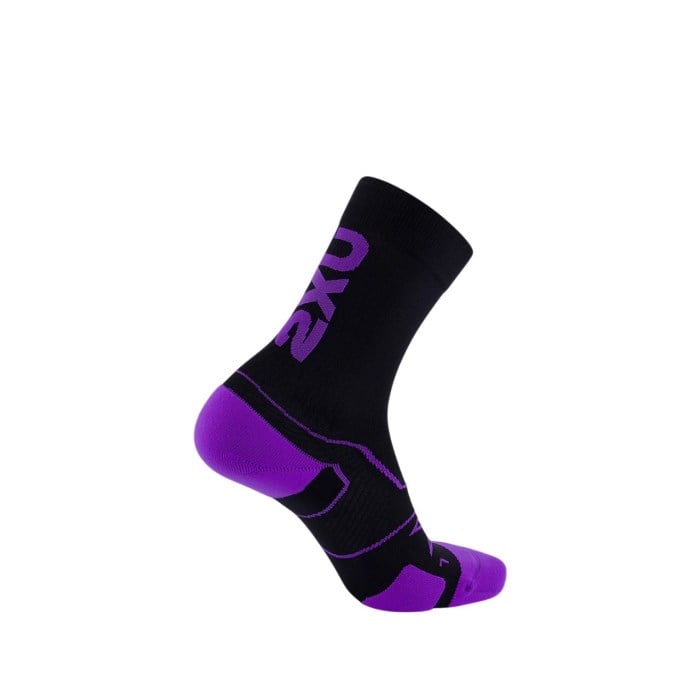 2XU Vectr Cushion Crew - Unisex Running Socks - Black/Electric Violet