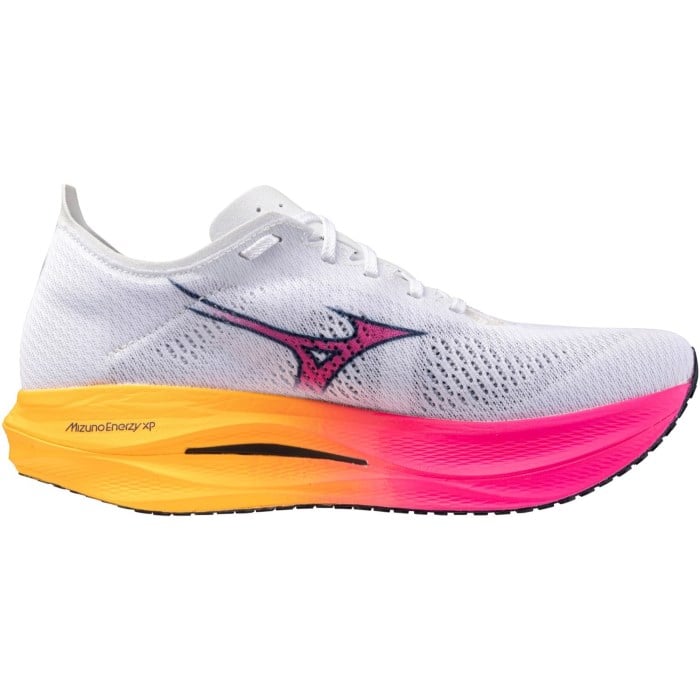 Mizuno Wave Rebellion Pro Low Hanabi - Unisex Racing Shoes - White/Pink Tetra/Tang Orange