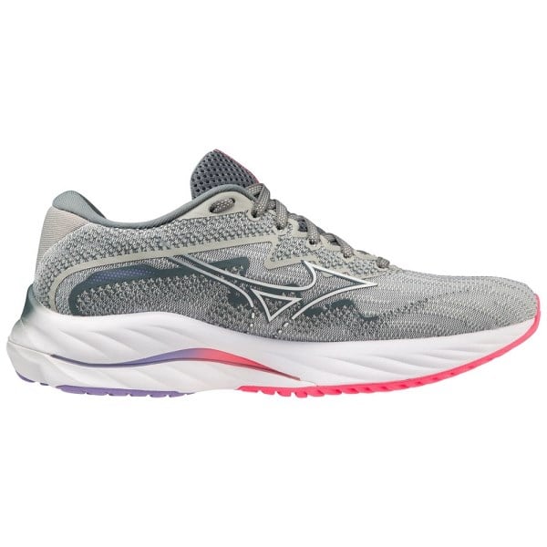 Mizuno Wave Rider 27 - Womens Running Shoes - Pearl Blue/White/High Vis Pink