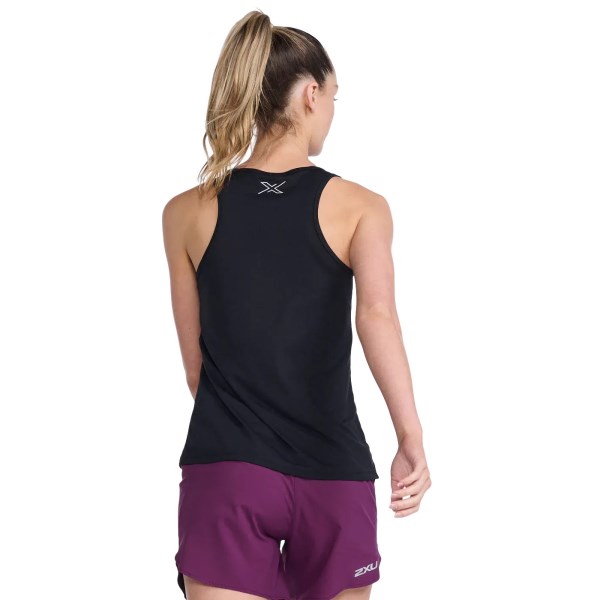 2XU Aero Womens Running Singlet - Black/Silver Reflective
