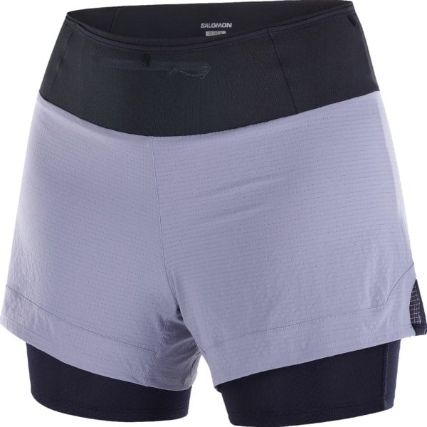 Salomon Aero 2-In-1 Womens Running Shorts - Blue Granite