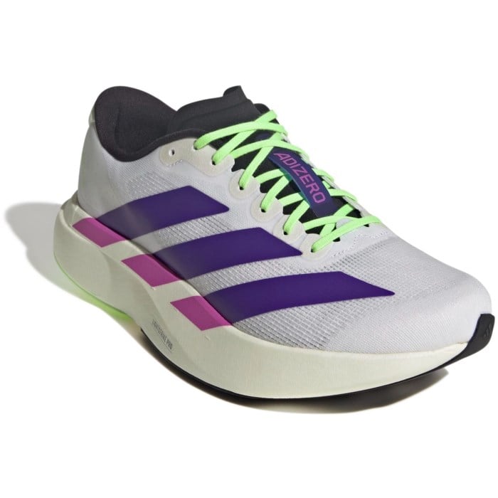 adidas Adizero Evo SL - Mens Running Shoes - Cloud White/Collegiate Purple/Lime Burst