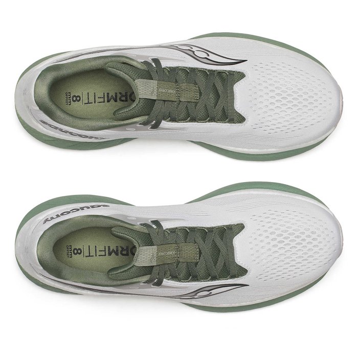 Saucony Ride 18 - Mens Running Shoes - White/Olivine