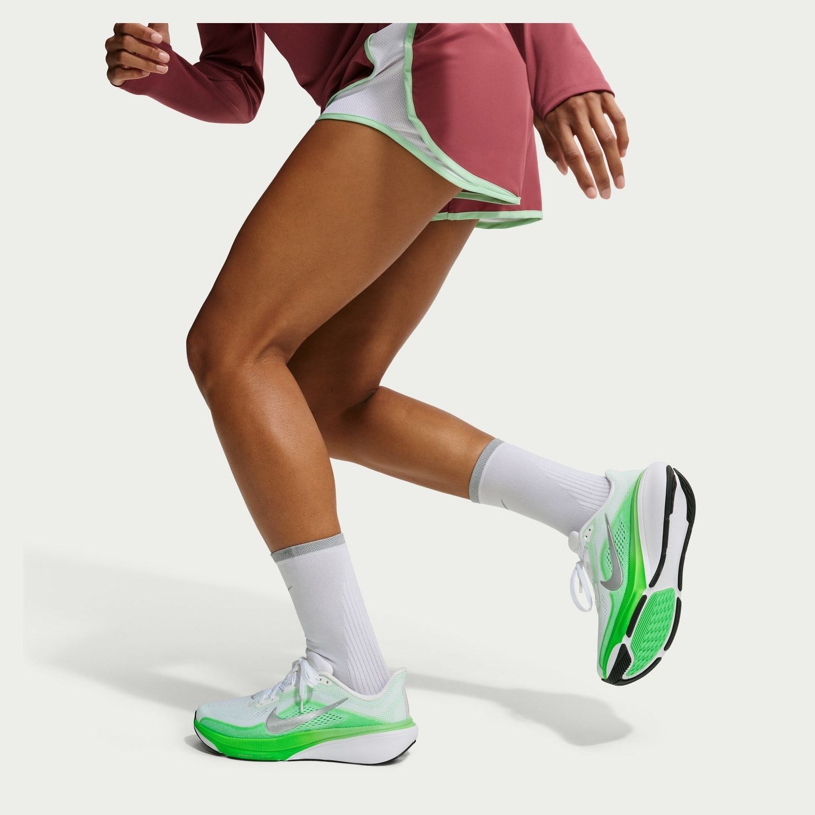 Nike Pegasus 42 - Womens Running Shoes - White/Metallic Silver/Green Strike - image 9