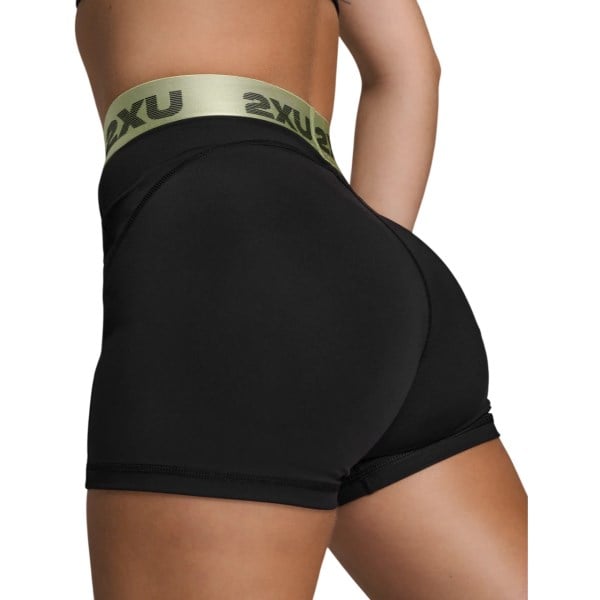 2XU Womens Everyday Compression 3 inch Shorts - Black/Cool Matcha