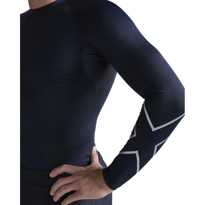 2XU Core Compression Mens Long Sleeve Running Top - Black/Silver - image 4