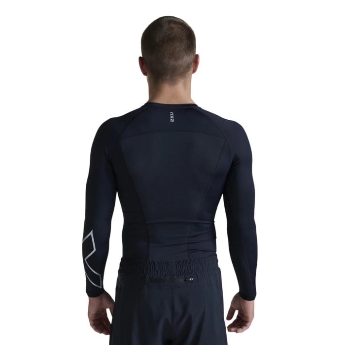 2XU Core Compression Mens Long Sleeve Running Top - Black/Silver - image 2