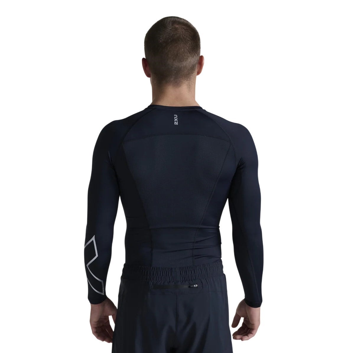 2XU Core Compression Mens Long Sleeve Running Top - Black/Silver - image 2