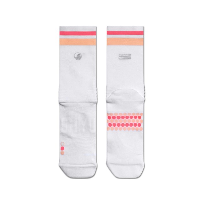 SHYU Quarter Crew Racing Socks - White/Peach/Melon