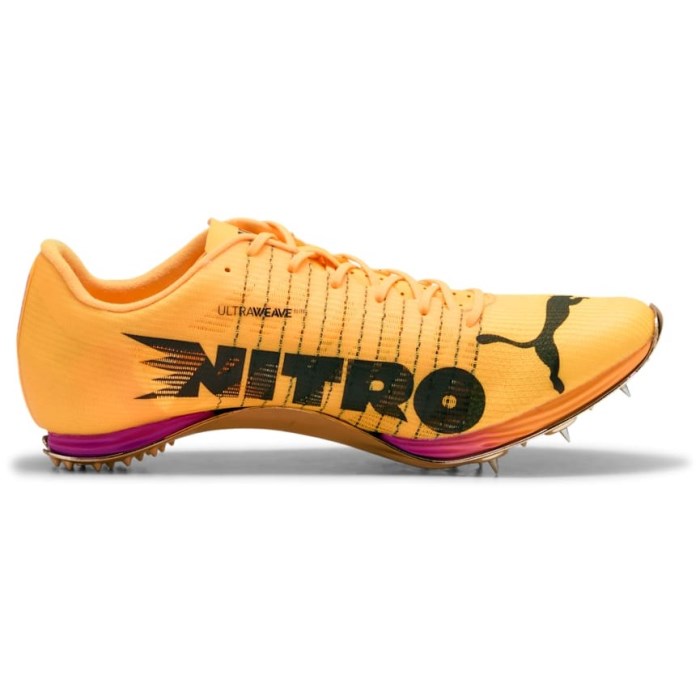 Puma evoSpeed 400 Nitro Elite 2 - Unisex Mid Distance Running Spikes - Sun Stream/Pure Magenta/Puma