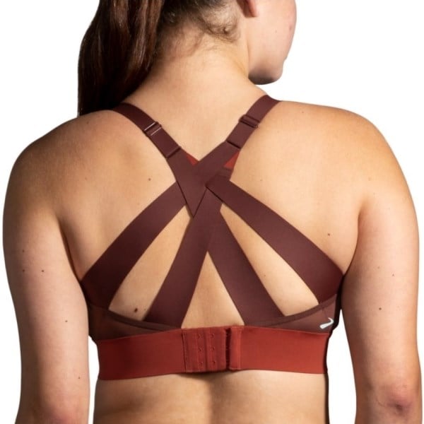 Brooks Drive Interlace Womens Running Bra - Copper/Run Raisin