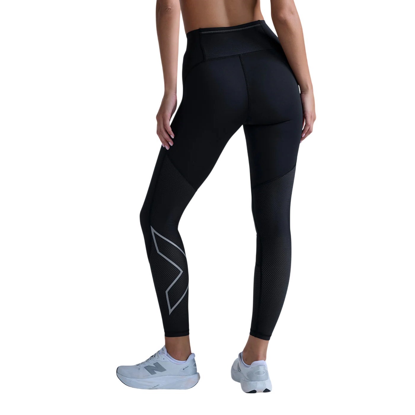 2XU Womens Aero Mesh Hi-Rise Compression Tights - Black/Silver Reflective