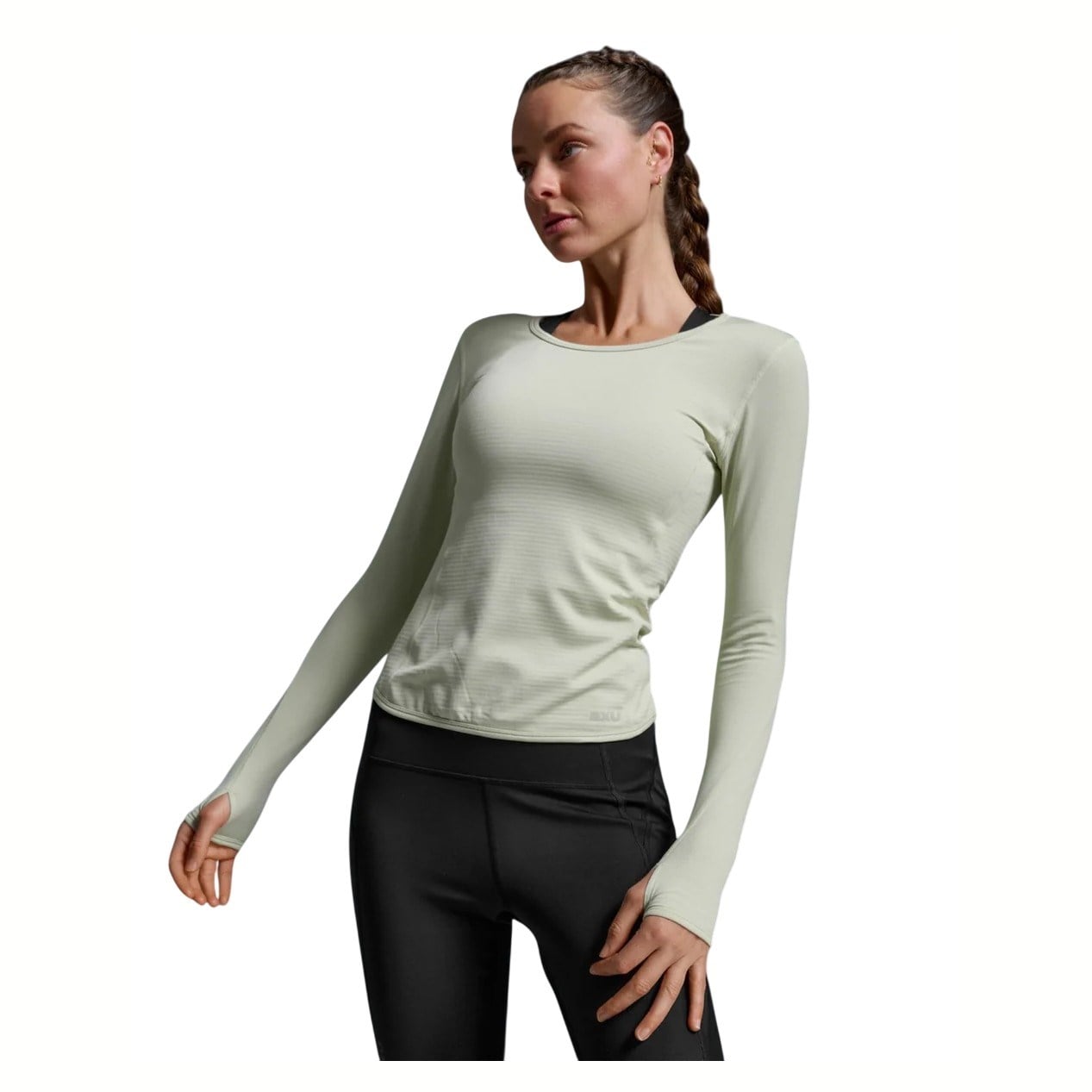 2XU Ignition Grid Base Layer Womens Long Sleeve Top - Seafoam/Seafoam Reflective - image 3