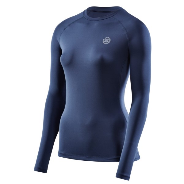 Skins Series-2 Womens Compression Long Sleeve Top - Navy Blue