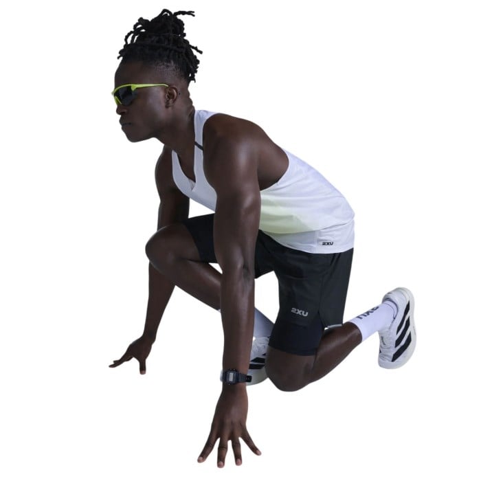 2XU Mens Light Speed React Running Singlet - Cool Matcha Mist/Black Reflect