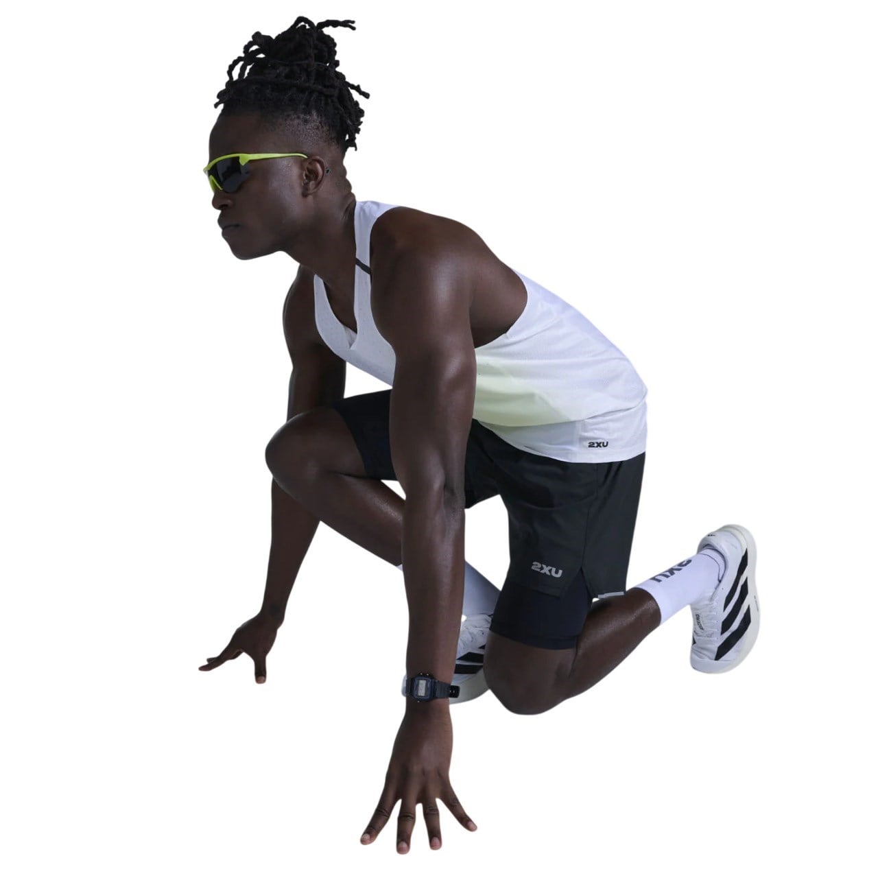 2XU Mens Light Speed React Running Singlet - Cool Matcha Mist/Black Reflect